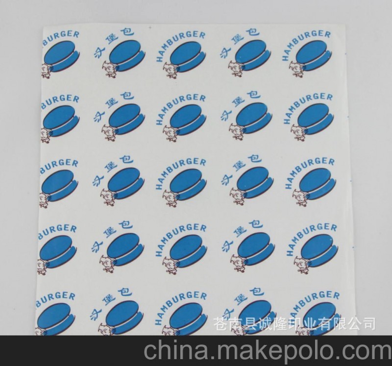守合同，重信用 漢堡紙通用防油淋膜紙 2色印刷28克淋膜紙