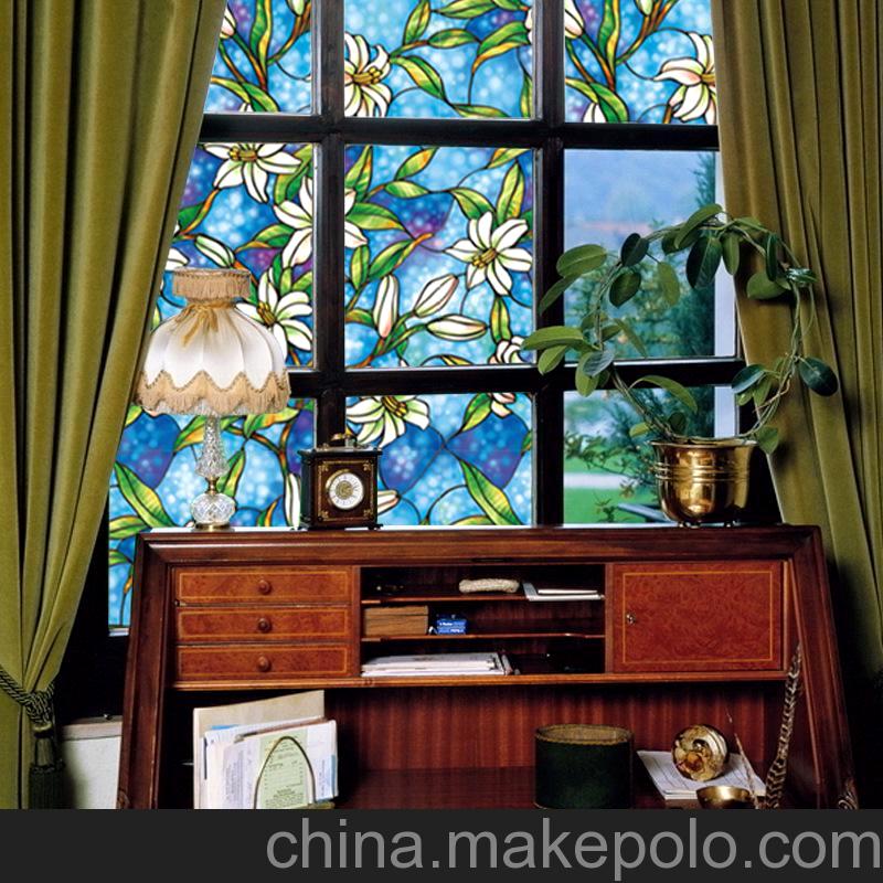 玻璃紙批發 凡菲彩色靜電窗貼 浴室櫥窗貼 歐美藝術磨砂窗膜